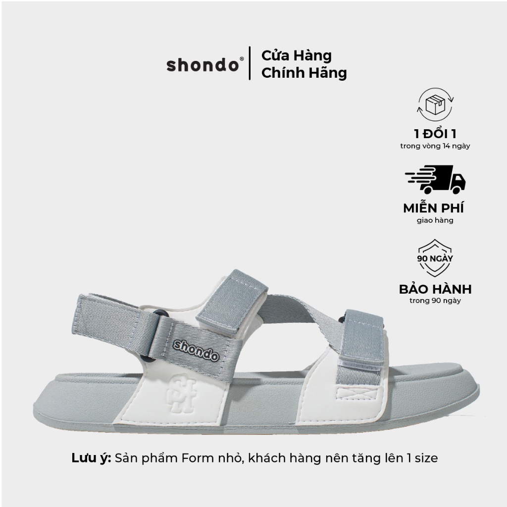 Giày Sandals Nam Nữ Shondo Platy 1 Xám Trắng PLA2020
