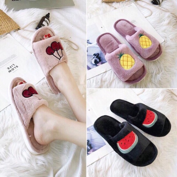 Dép Bông🍀FREESHIP🍀Dép Đi Trong Nhà Hình Hoa Qủa Xinh Xắn Cho Nữ