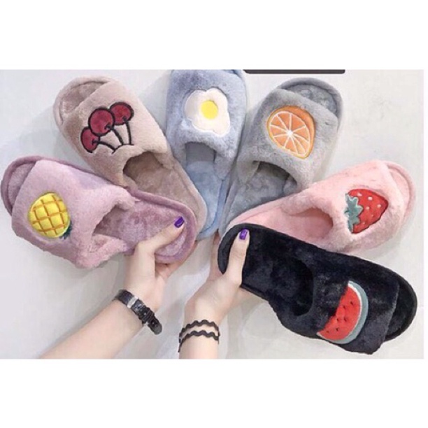 Dép Bông🍀FREESHIP🍀Dép Đi Trong Nhà Hình Hoa Qủa Xinh Xắn Cho Nữ