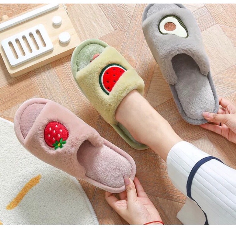 Dép Bông🍀FREESHIP🍀Dép Đi Trong Nhà Hình Hoa Qủa Xinh Xắn Cho Nữ