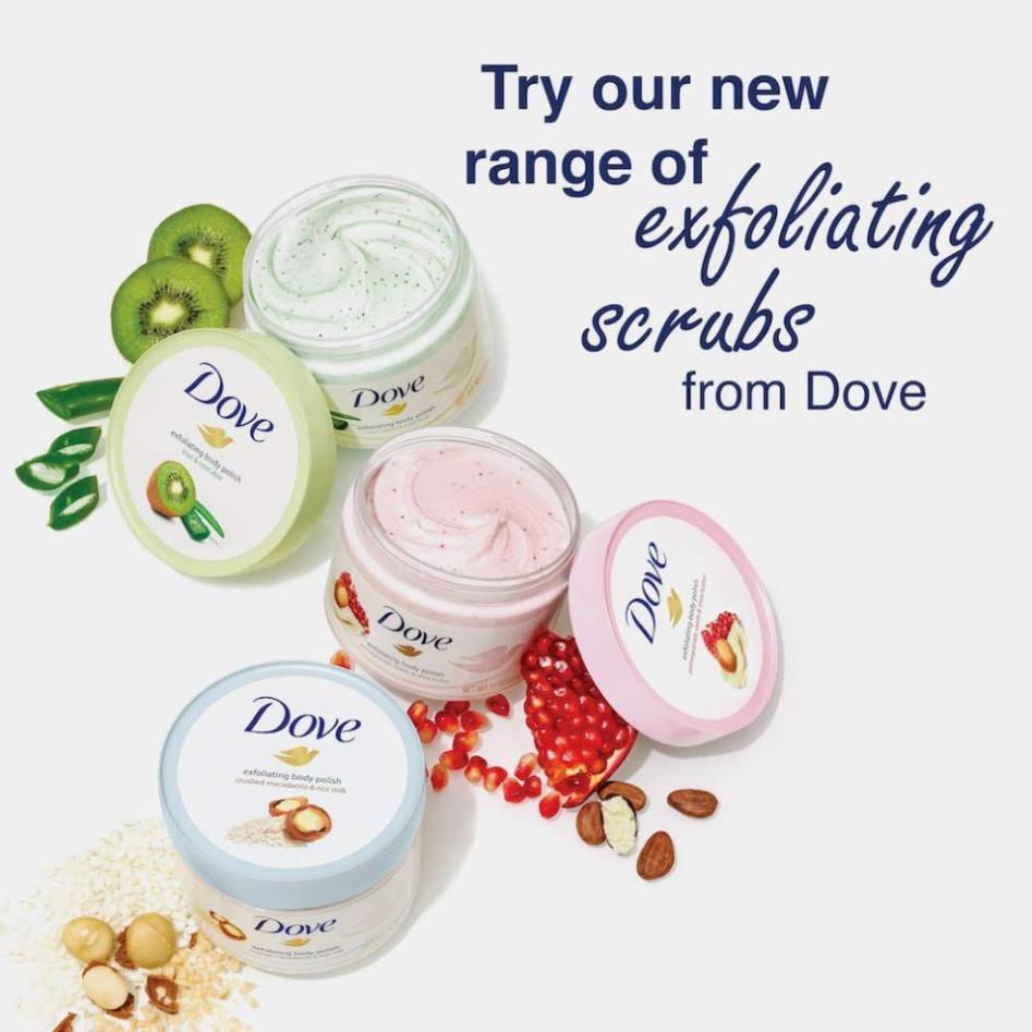 Tẩy Tế Bào Chết Dove Exfoliating Body Polish Scrub tẩy da chết, dưỡng ẩm toàn thân 298g - PUKA SHOP