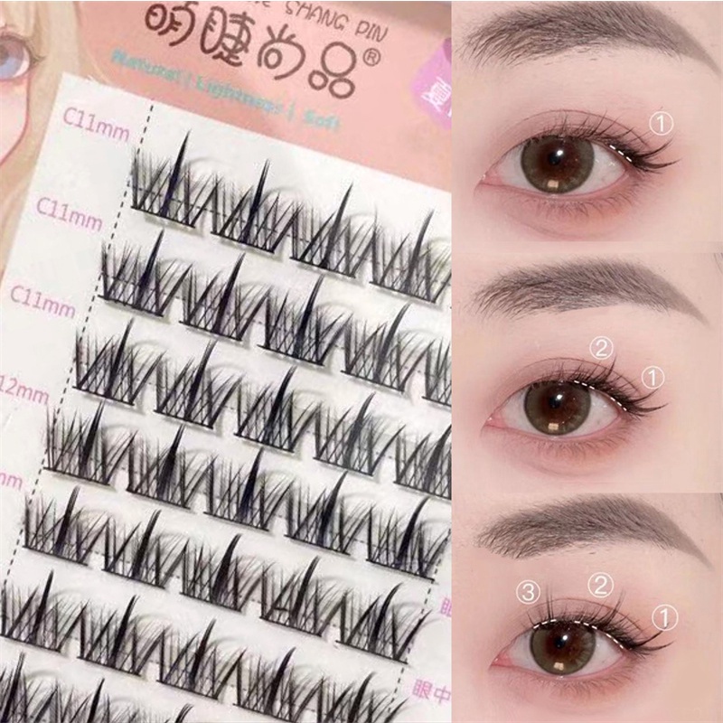 MengJieShangPin Lông Mi Giả Cong Dày Tự Nhiên 3D Có Thể Tái Sử Dụng