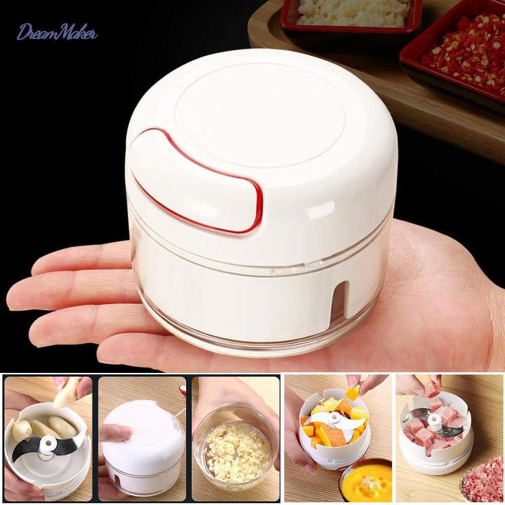 Máy xay tỏi ớt cầm tay mini cắt hành tỏi rút dây đa năng.