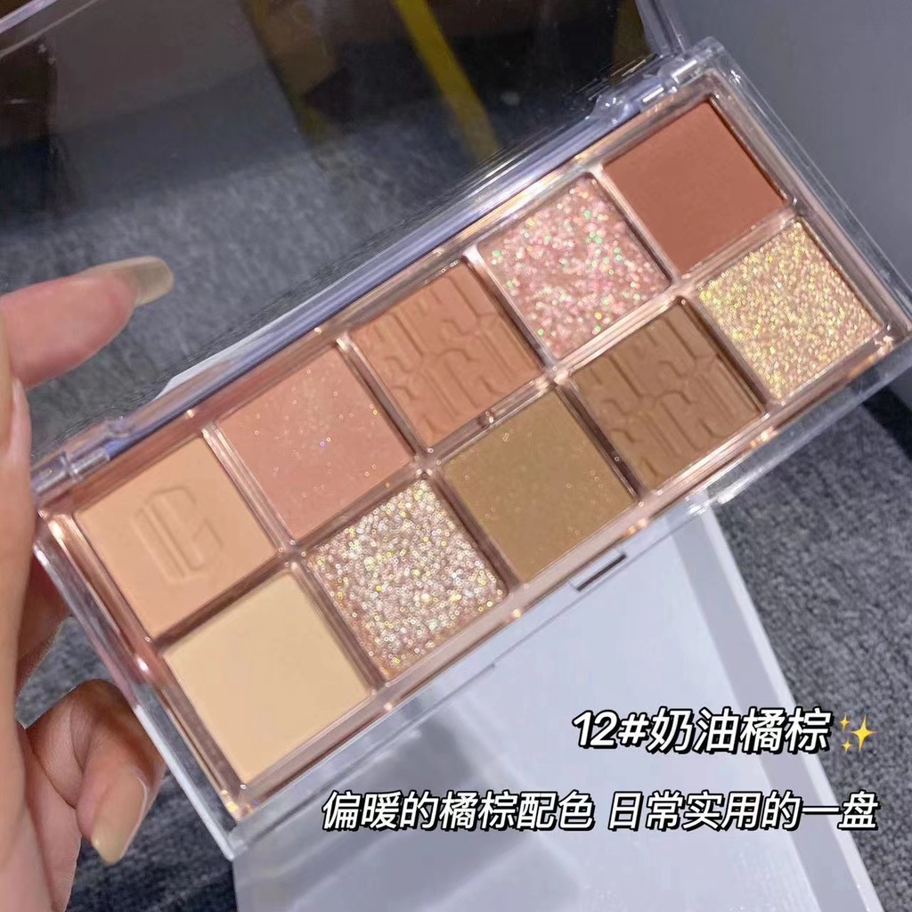 Bảng phấn mắt mengjieshangpin 10 màu nhũ mờ trang điểm tự nhiên