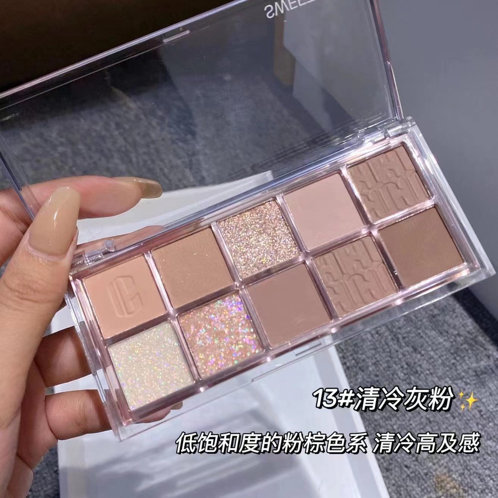 Bảng phấn mắt mengjieshangpin 10 màu nhũ mờ trang điểm tự nhiên