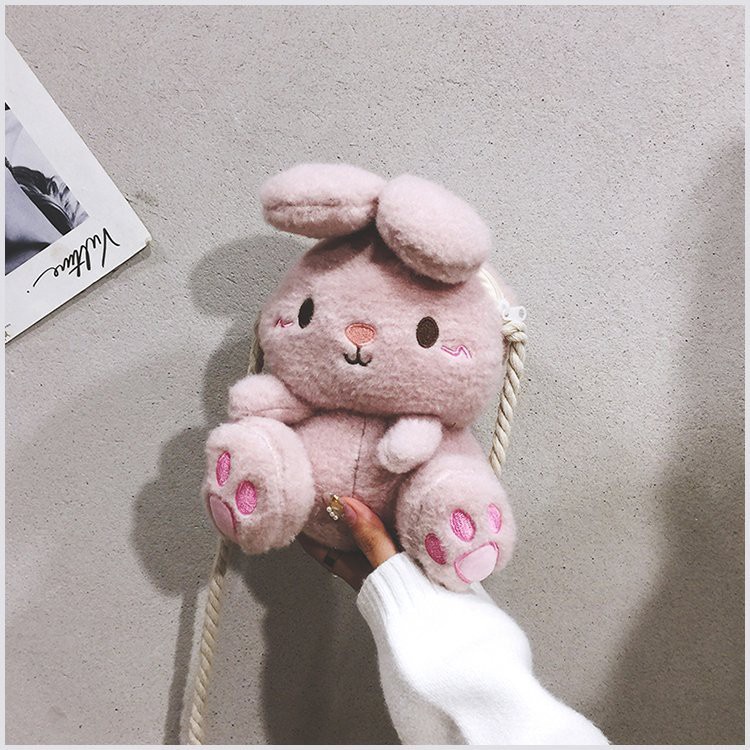 Túi thời trang đeo chéo hình thỏ nhồi bông Túi đeo chéo họa tiết hoạt hình xinh xắn dành cho nữ