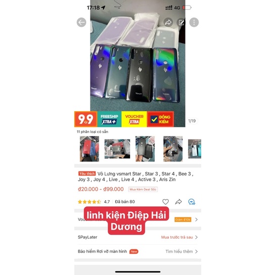 Vỏ Lưng vsmart Star , Star 3 , Star 4 , Bee 3 , Joy 3 , Joy 4 , Live , Live 4 , Active 3 , Aris Zin