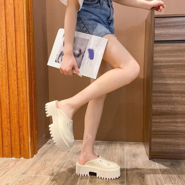 Dép Sục Gucci Nữ Độn Đế 5cm  ⚡️𝐅𝐑𝐄𝐄 𝐒𝐇𝐈𝐏⚡️ Dép GC Nữ Đạp Gót Tổ Ong Họa Tiết Mới 2023