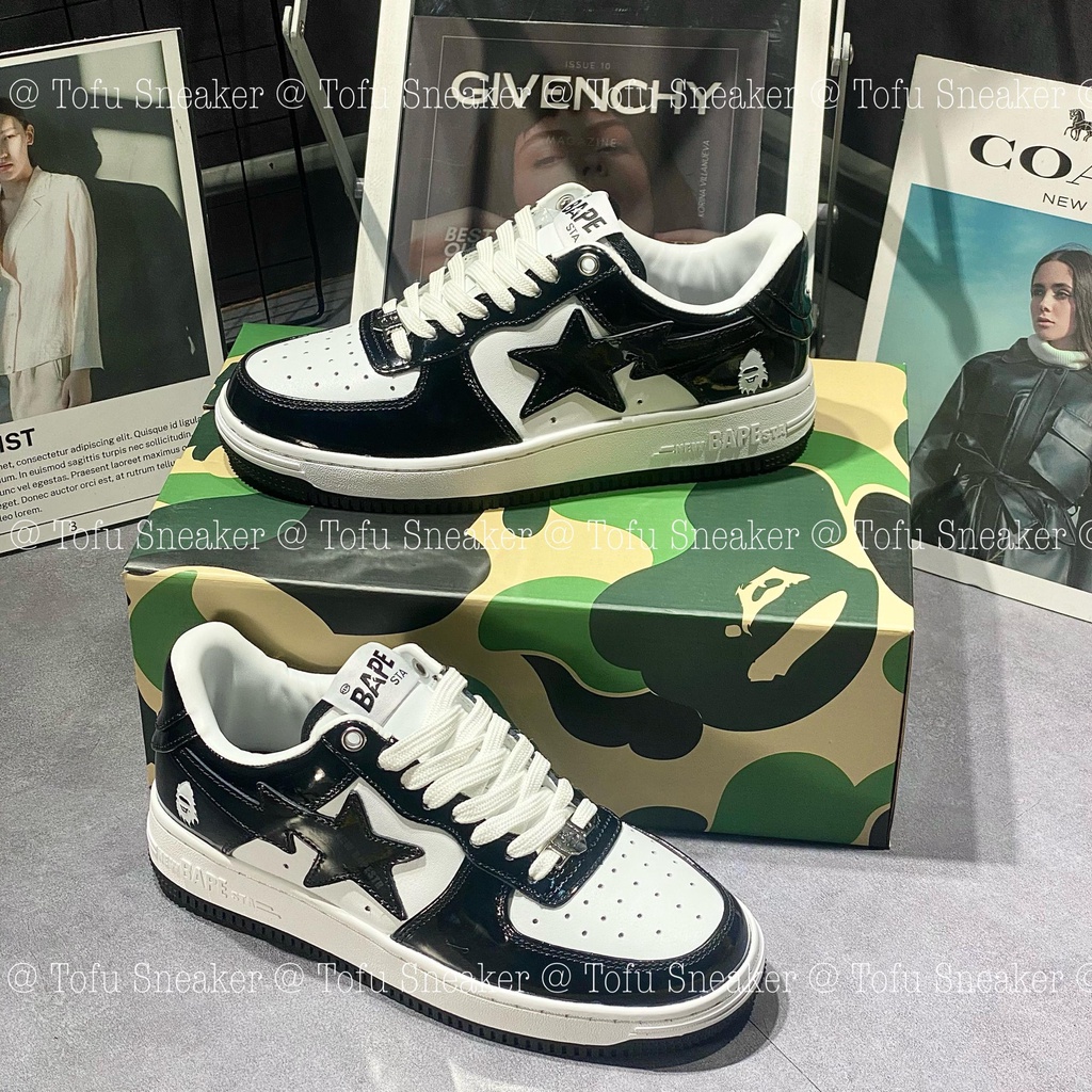 Giày Sneaker cổ thấp - A BATHING APE BAPE STA LOW BLACK WHTE “ TRẮNG ĐEN “