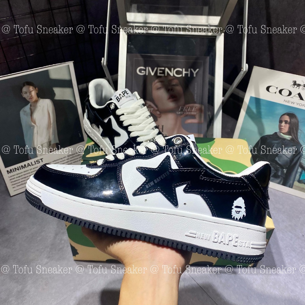 Giày Sneaker cổ thấp - A BATHING APE BAPE STA LOW BLACK WHTE “ TRẮNG ĐEN “
