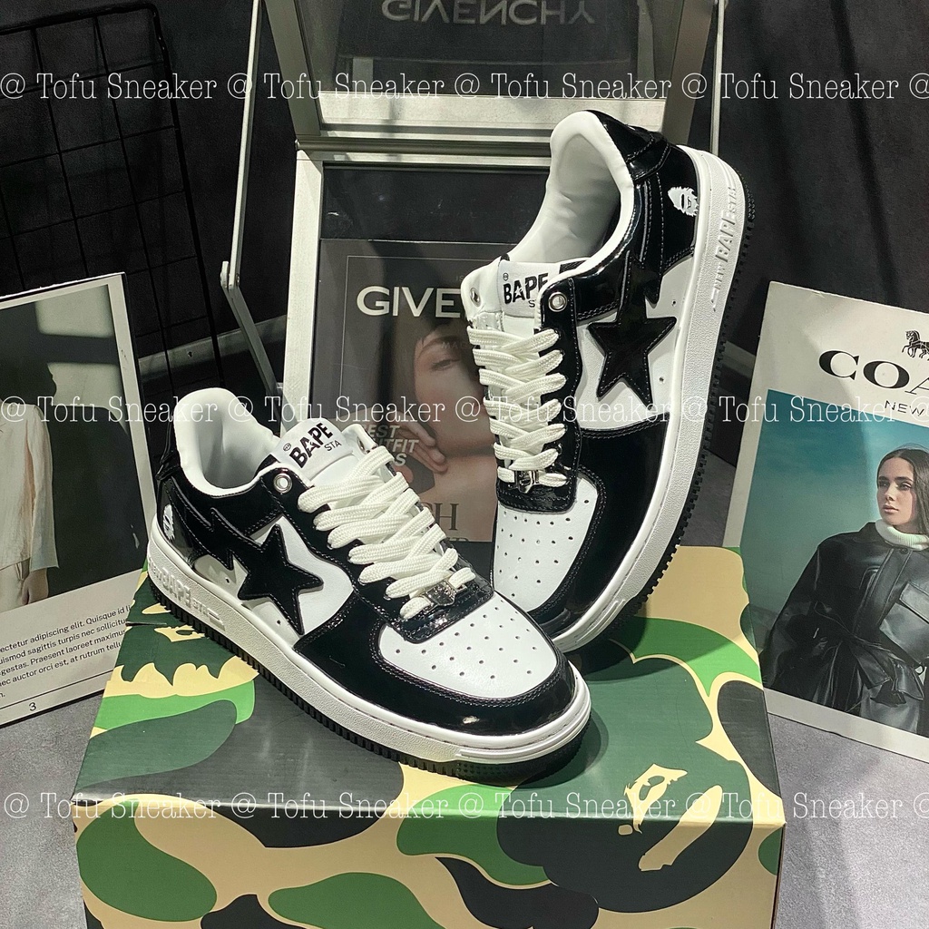 Giày Sneaker cổ thấp - A BATHING APE BAPE STA LOW BLACK WHTE “ TRẮNG ĐEN “