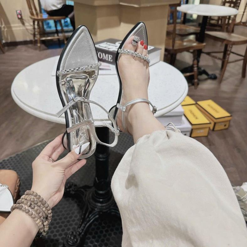 GIÀY SANDAL QUAI DÂY ĐÁ MẢNH GÓT TRÒN 3 PHÂN SIÊU XINH