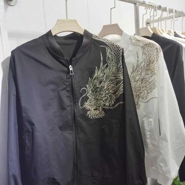 Áo Khoác Bóng Chày Dài Qua Vai In Họa Tiết Rồng Thời Trang Xuân Hè 2023 Dành Cho Nam Nữ