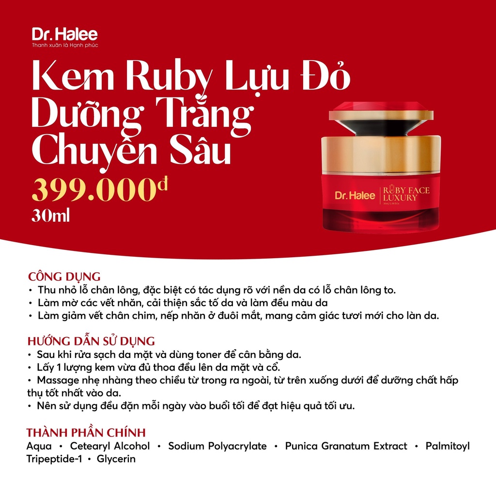 Combo Trắng Hồng Chuyên Sâu - Kem Dưỡng Da Ban Đêm Face Ruby Luxury & Serum HA Multi