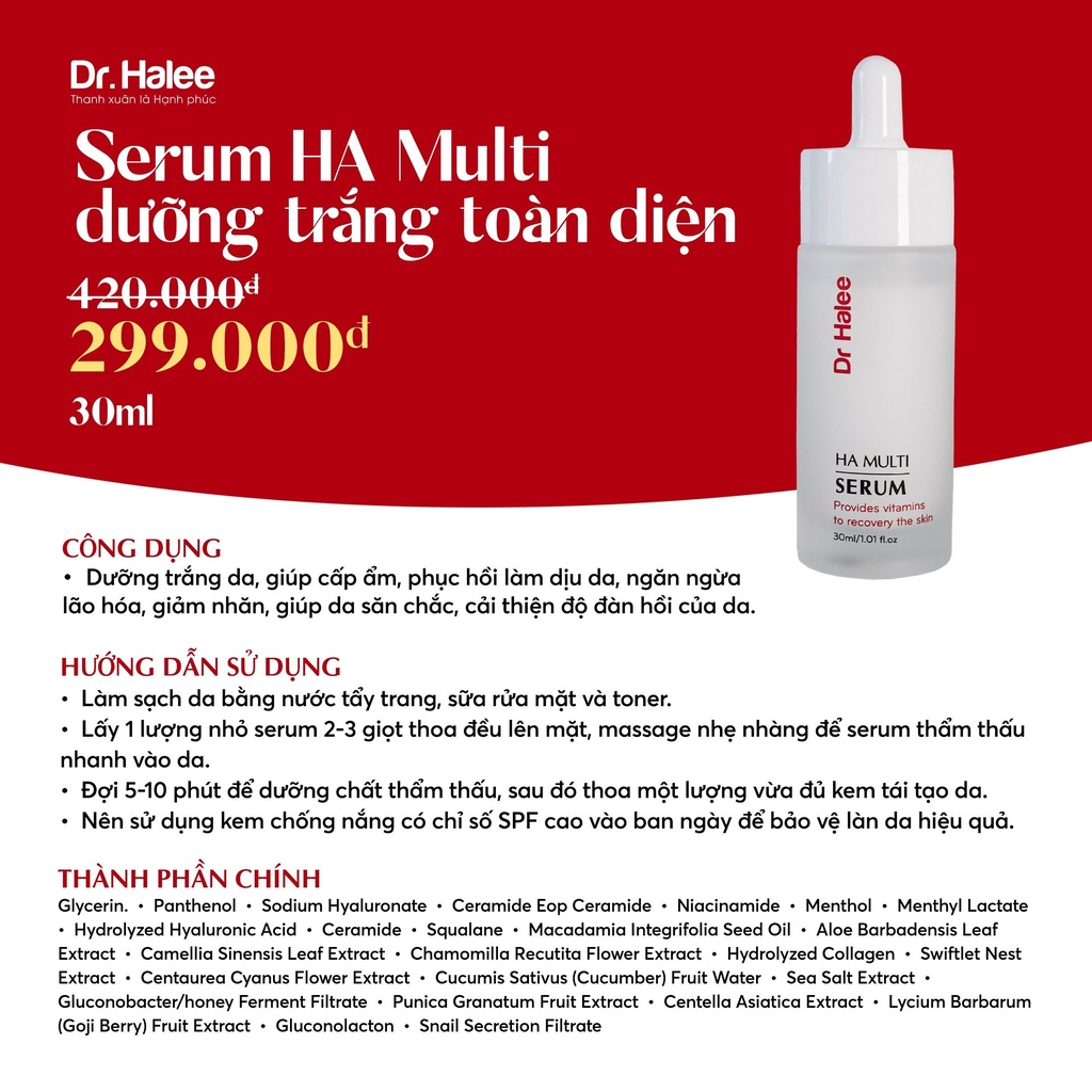 Combo Trắng Hồng Chuyên Sâu - Kem Dưỡng Da Ban Đêm Face Ruby Luxury & Serum HA Multi