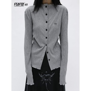 Áo Khoác cardigan Thêu Họa Tiết Phong Cách retro Mỹ