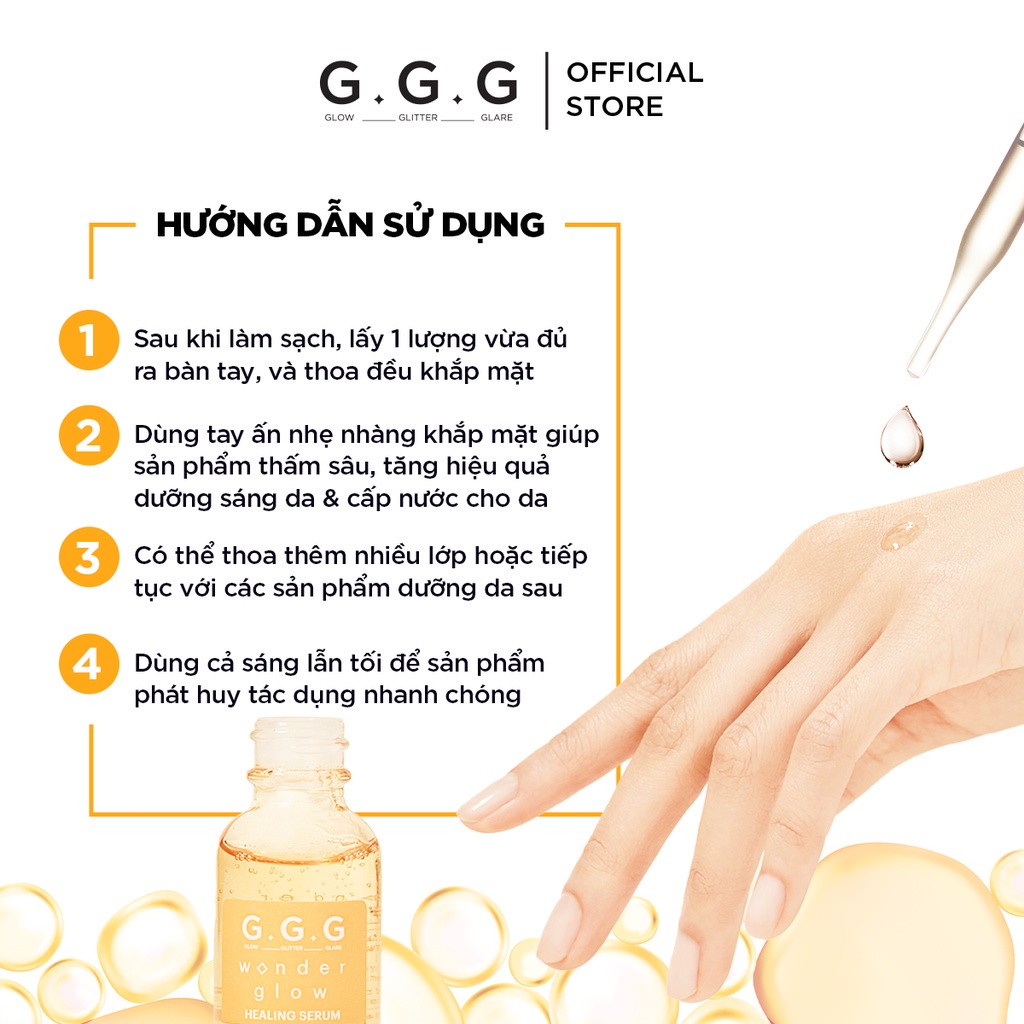 Combo 2 Tinh Chất HA & Vitamin C Sáng Mờ Thâm Ngừa Mụn GGG Wonder Glow Healing Serum 30ml