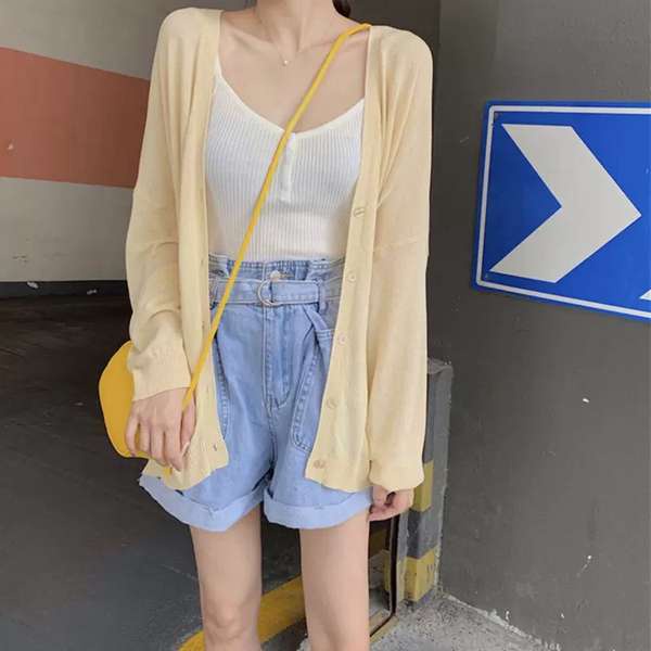 Áo Khoác cardigan Dệt Kim Mỏng Chống Nắng Mùa Hè Có Dây Đeo Cho Nữ