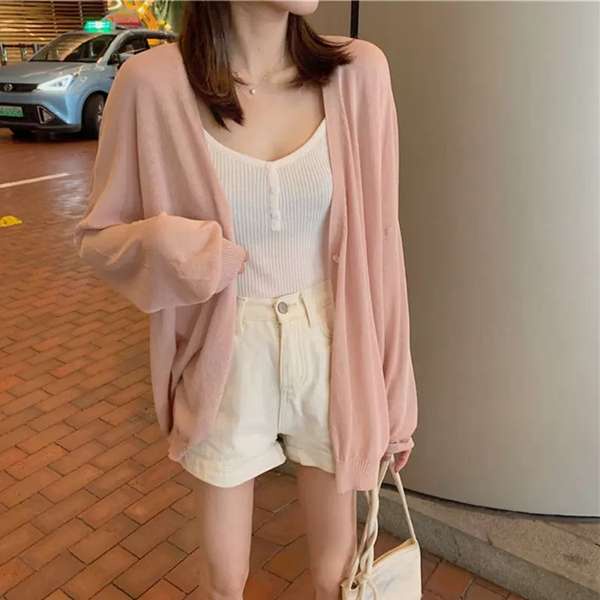 Áo Khoác cardigan Dệt Kim Mỏng Chống Nắng Mùa Hè Có Dây Đeo Cho Nữ