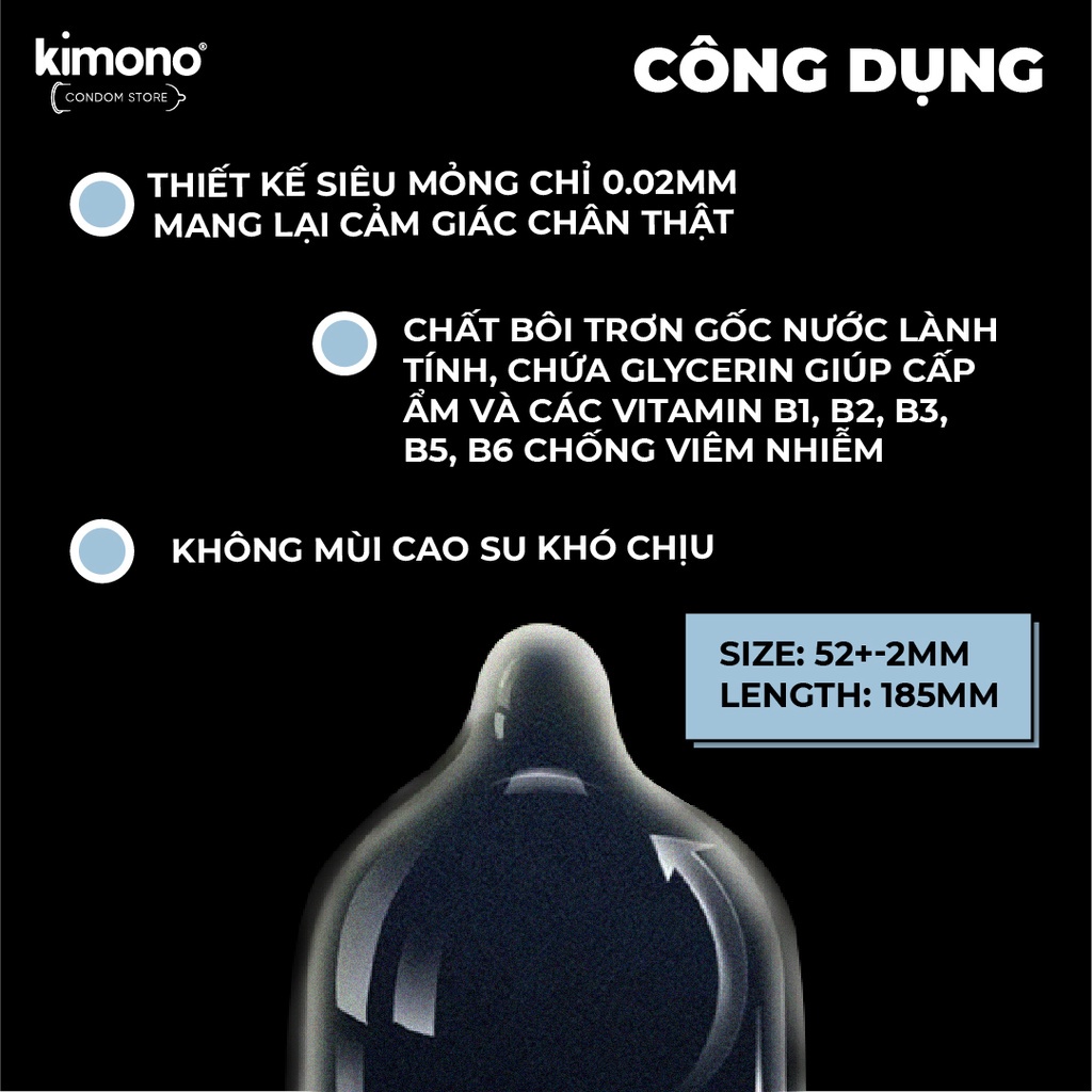 Bao cao su Kimono có gân gai siêu mỏng 0.03mm màu xanh Blue kimono_mall