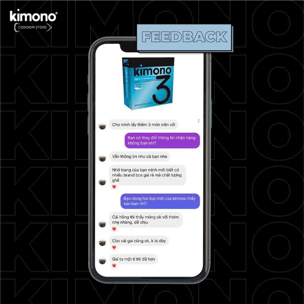 Bao cao su Kimono có gân gai siêu mỏng 0.03mm màu xanh Blue kimono_mall