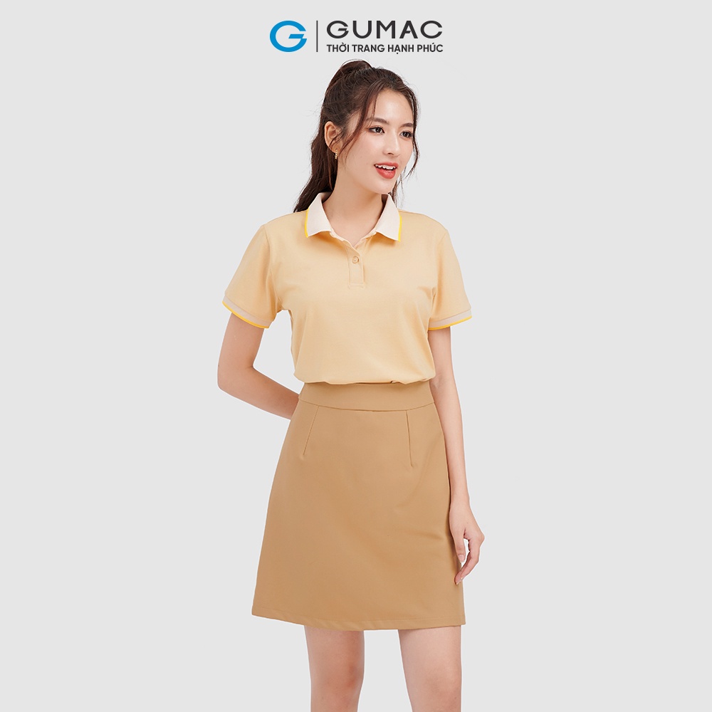 Áo Polo Nữ Thời Trang Gumac ATC08028 Phối Bo Vải Cá Sấu Nhiều Màu