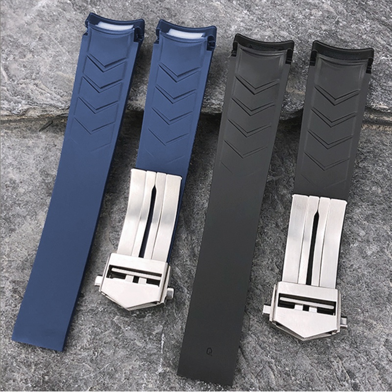 Dây Đeo Cao Su 22mm Màu Đen Và Xanh Dương Cao Cấp Cho tag heuer aquaracer 300f1 watch 43 / 41mm series