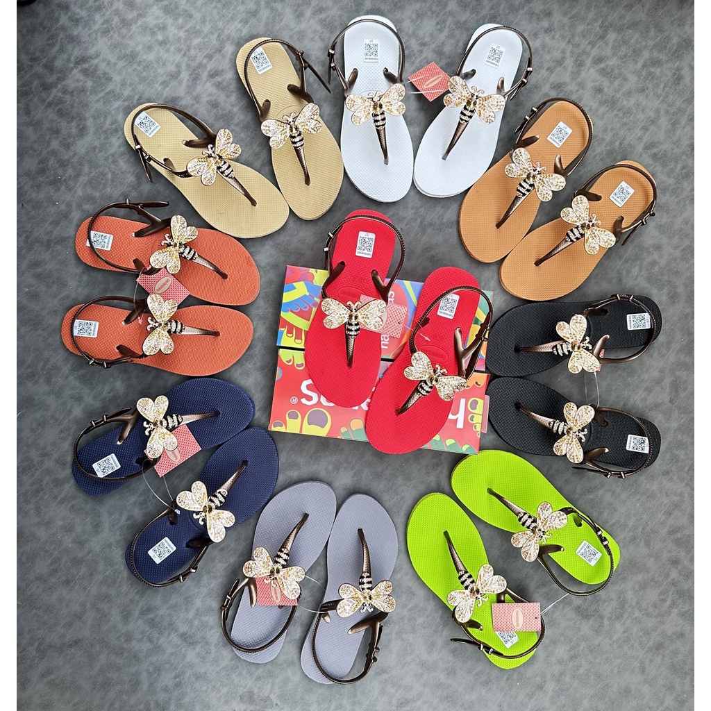 Dép kẹp xỏ ngón quai hậu sandals nữ đính Charm Ong thời trang êm ái. Nhiều màu lựa chọn