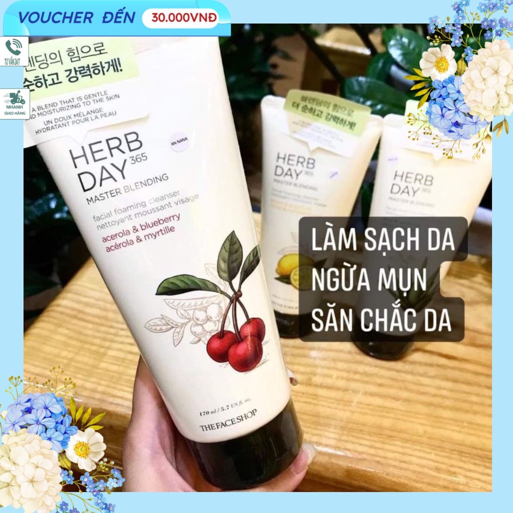 🌞 Rinny 🌸 🌸 Sữa Rửa Mặt The Face Shop Herb Day 365 Cleansing Foam có thể Inbox chọn mùi