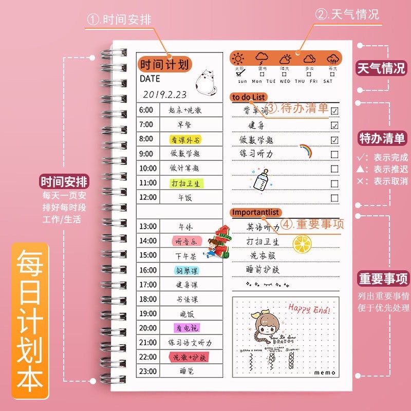 Sổ kế hoạch hàng ngày Planner, sổ lò xo ( 3 tháng )