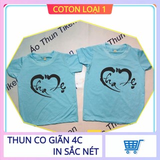 Áo gia đình in chữ thư pháp cha mẹ
