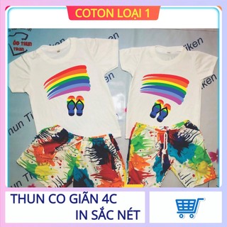 Áo thun nam nữ in hình đôi dép và cầu vòng