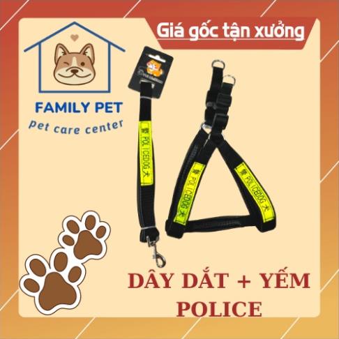 Dây dắt chó Police dù ( yếm + dây dắt)