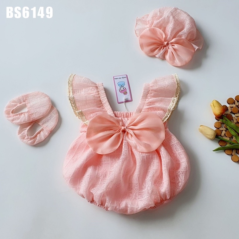 Set Body Cánh Tiên Nơ Tròn Màu Hồng Cho Bé Gái Sơ Sinh Đến 2 Tuổi Shop Sén Kids