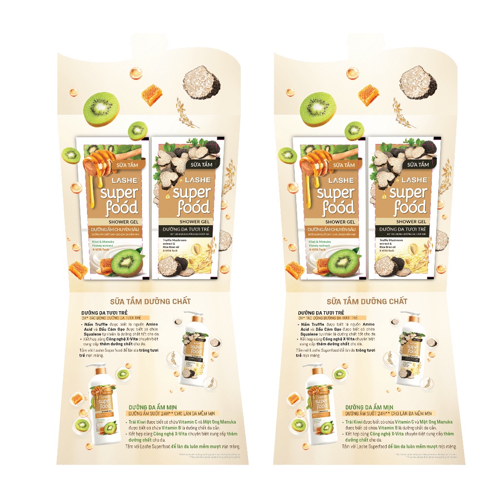Combo 2 set Sachet Sữa Tắm Lashe Superfood (6gx2)