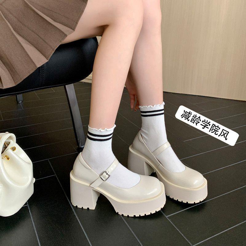 Mary jane Giày Da Cao Gót Phong Cách Anh Quốc Cho Nữ