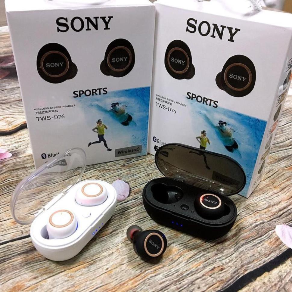 Tai nghe Bluetooth Đen Sony sport TWS-D76 Rất ấm Bass-treble rõ ràng - Bảo Hành 12 Tháng - TOP ZONY