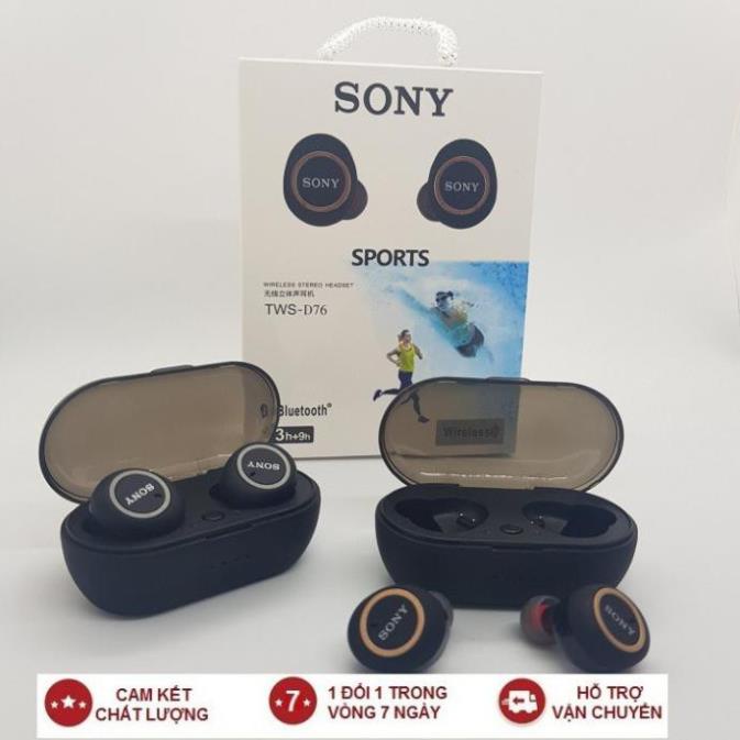 Tai nghe Bluetooth Đen Sony sport TWS-D76 Rất ấm Bass-treble rõ ràng - Bảo Hành 12 Tháng - TOP ZONY