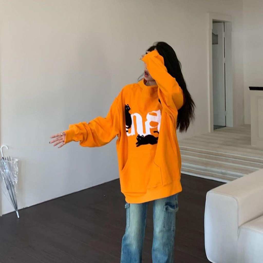 Áo Hoodie Dáng Rộng In Họa Tiết Hoạt Hình Phong Cách retro Mỹ Cho Nam Nữ