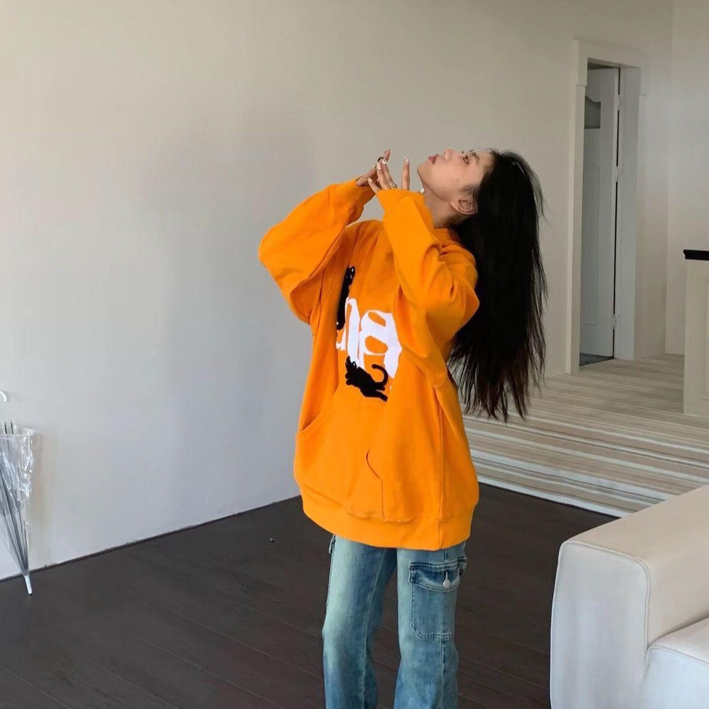 Áo Hoodie Dáng Rộng In Họa Tiết Hoạt Hình Phong Cách retro Mỹ Cho Nam Nữ