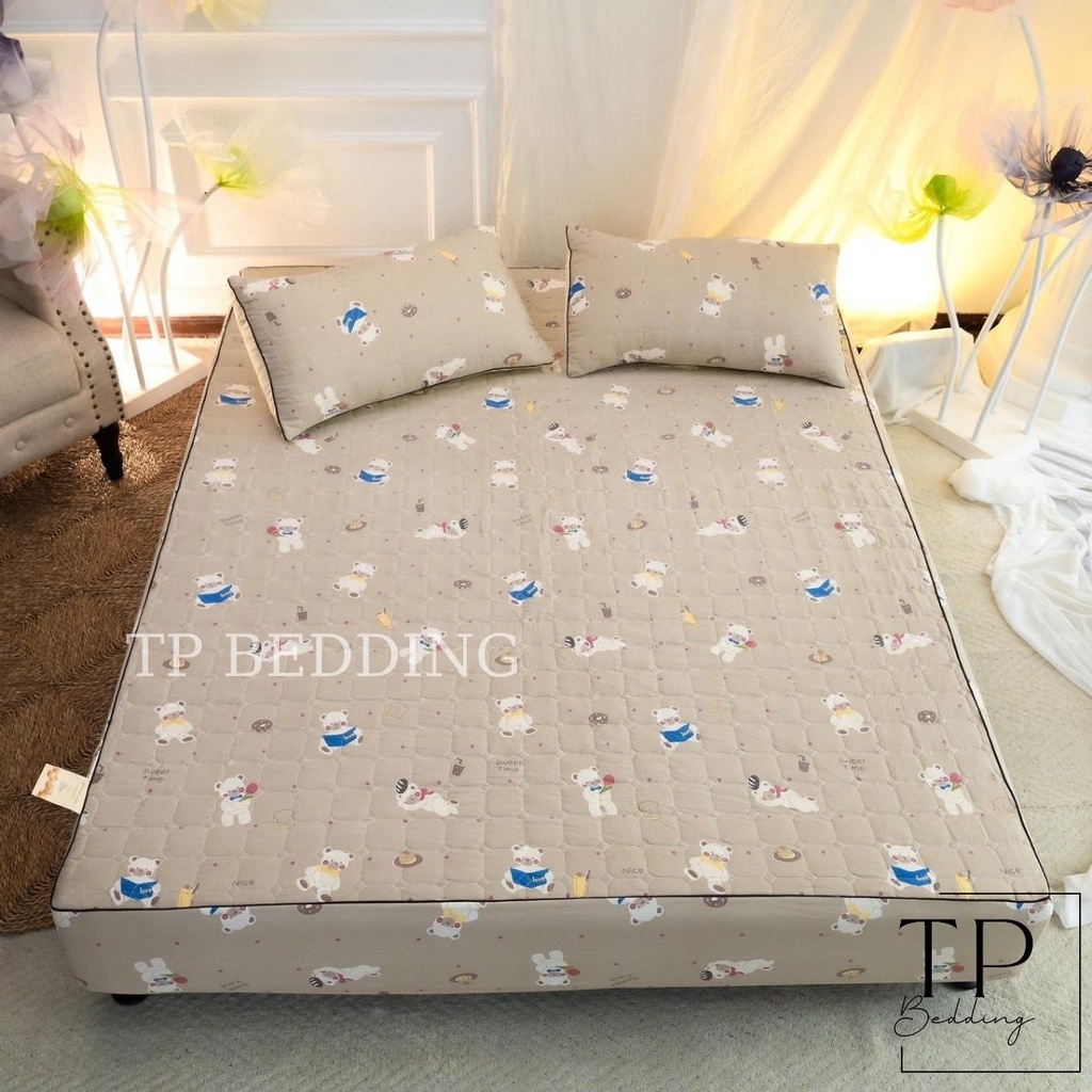 Bộ Chăn Ga Gối Trần Bông 3 Món Cotton đũi dệt bông xơ đậu lành - Full Size