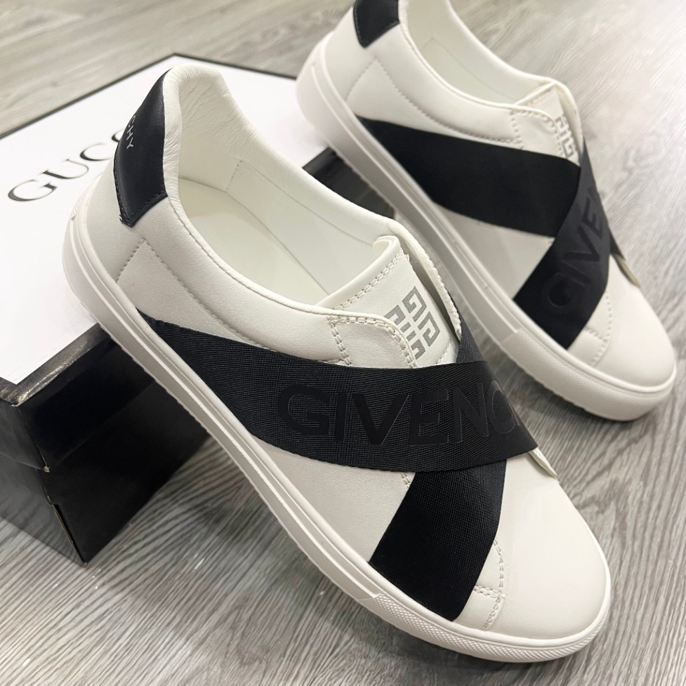 Giày Thể Thao Sneaker Nam Nữ Gvc Da Pu Trắng Phối Quai Chéo Dù Dập Chữ Logo Lưỡi Gà Đế Cao Su Hàng Siêu Cấp 2023