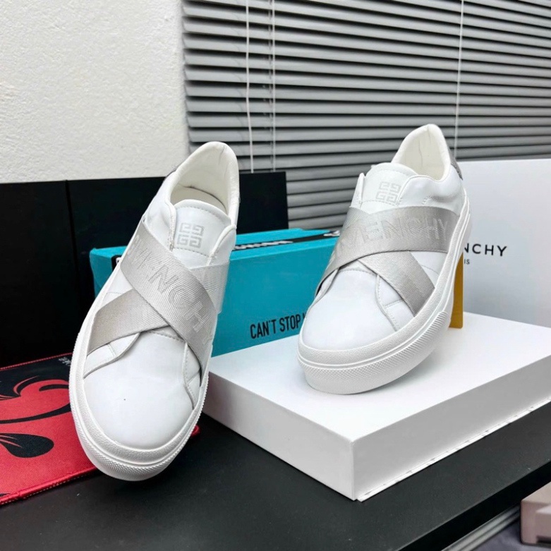 Giày Thể Thao Sneaker Nam Nữ Gvc Da Pu Trắng Phối Quai Chéo Dù Dập Chữ Logo Lưỡi Gà Đế Cao Su Hàng Siêu Cấp 2023