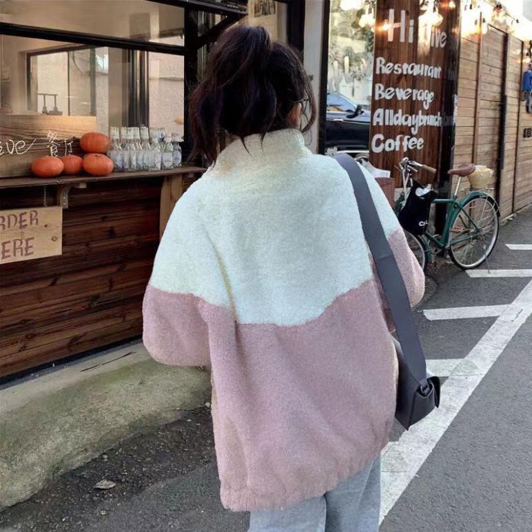 Áo khoác Lông cừu ,Áo khoác hoodie Vải lông cừu giữ ấm Thoải Logo hình trái tim -NANASHOP