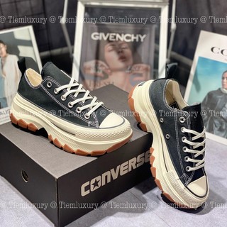 Giày thể thao cv all star 100 trek wave ox black white, giày cv all star cổ thấp đen đế nâu