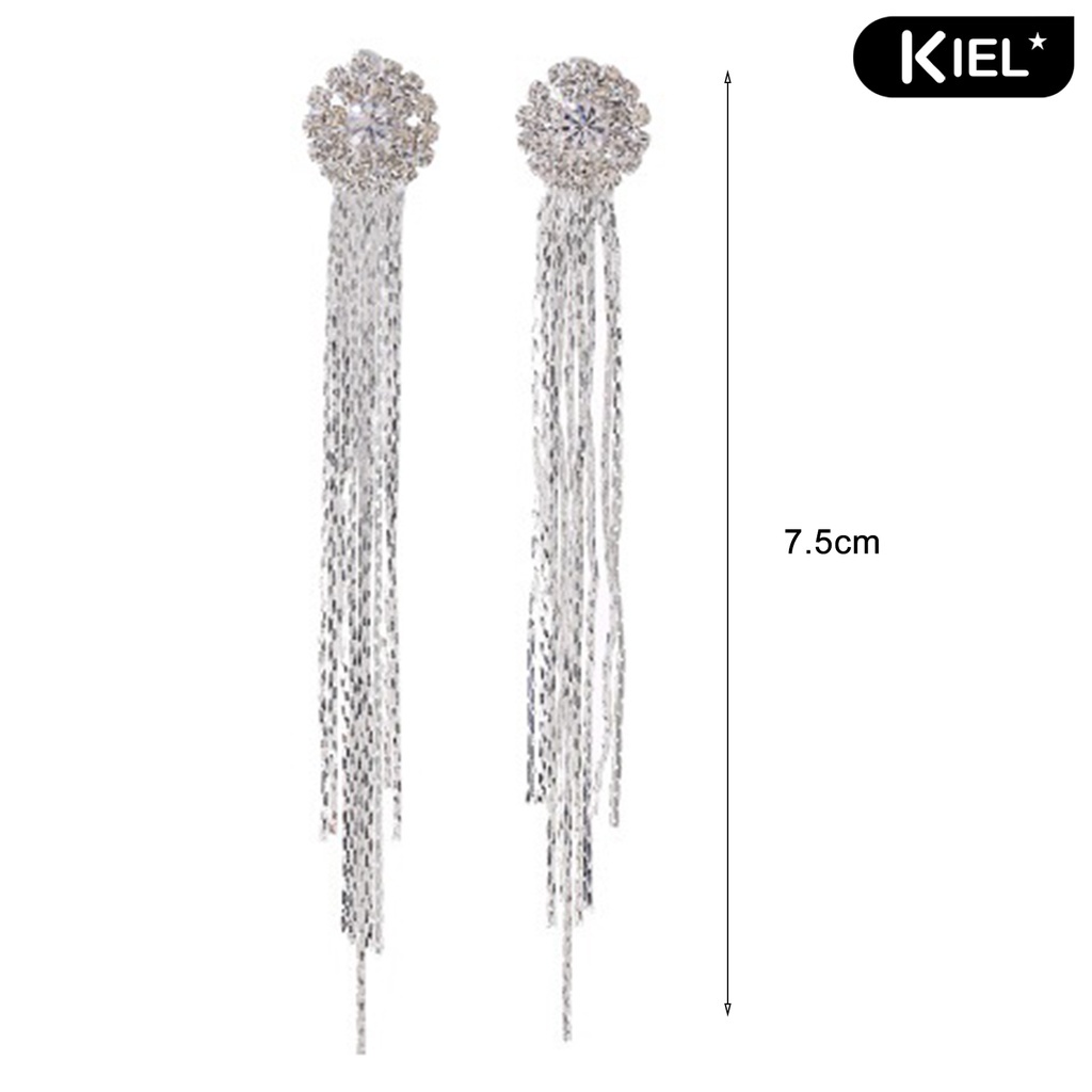 KIEL❀Bông Tai Dài Đính Đá Sáng Lấp Lánh Thời Trang Dành Cho Nữ