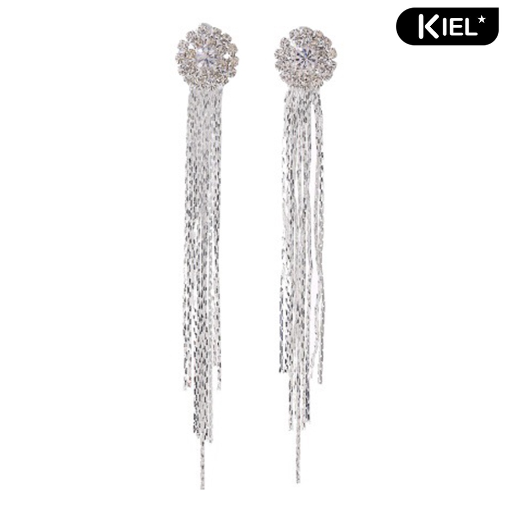 KIEL❀Bông Tai Dài Đính Đá Sáng Lấp Lánh Thời Trang Dành Cho Nữ