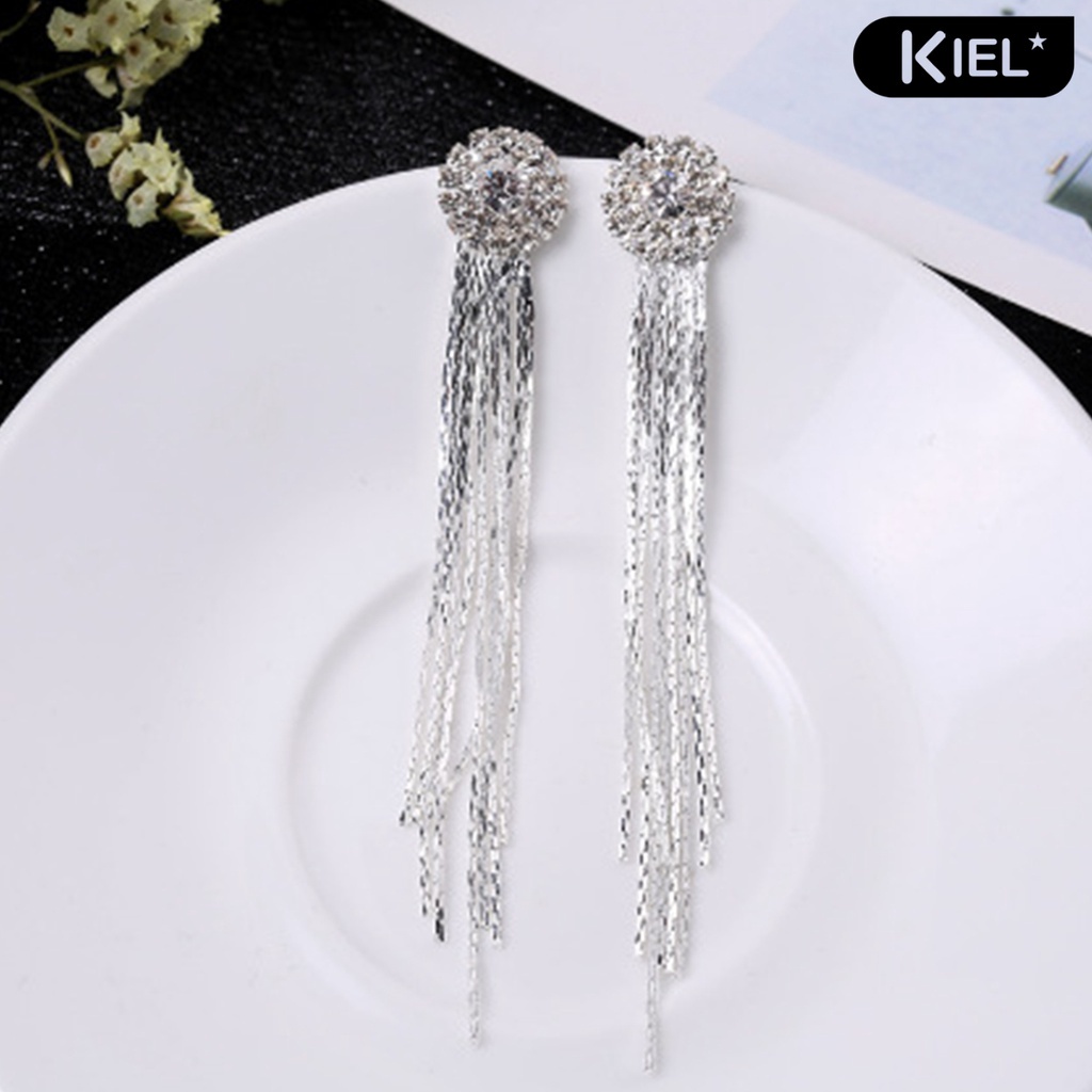 KIEL❀Bông Tai Dài Đính Đá Sáng Lấp Lánh Thời Trang Dành Cho Nữ