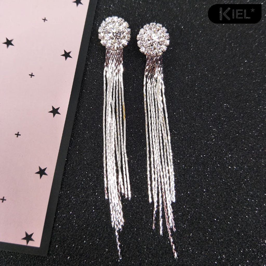 KIEL❀Bông Tai Dài Đính Đá Sáng Lấp Lánh Thời Trang Dành Cho Nữ