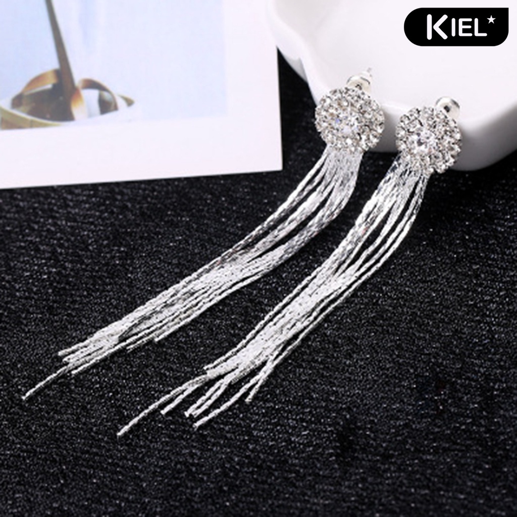 KIEL❀Bông Tai Dài Đính Đá Sáng Lấp Lánh Thời Trang Dành Cho Nữ